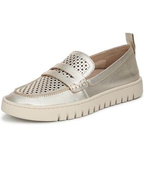 NWOB Vionic Uptown Perforated Gold Leather Packable Orthotic Travel Flats Size 8